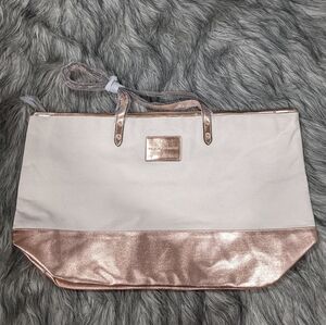 NWT Victoria's Secret canvas and rose gold tote